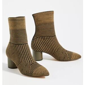 Anthropologie Vicenza Sock Ankle Boots Size 6 Pointed Toe Stretch Brown Black